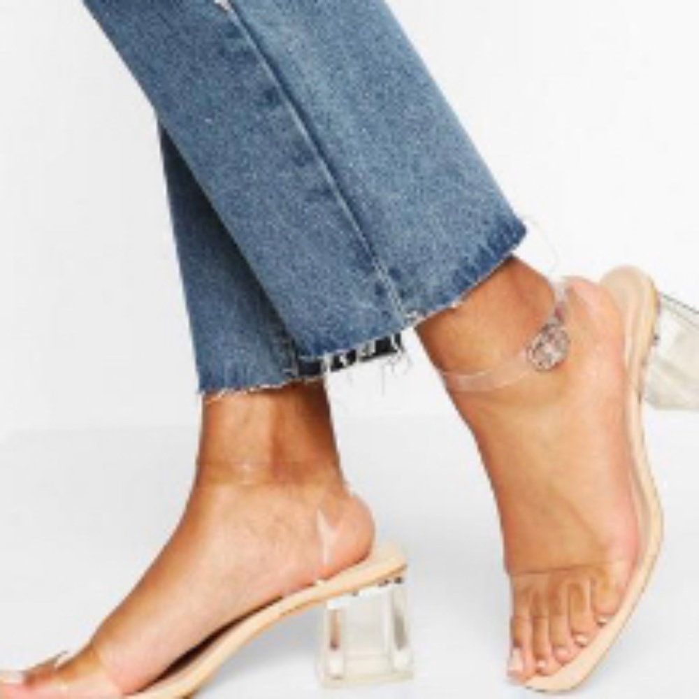 Clear low wedge sandal